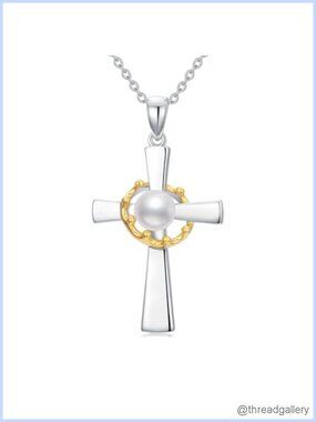 Sterling Silver Freshwater Pearl Moissanite Celtic Knot Pendant Necklace